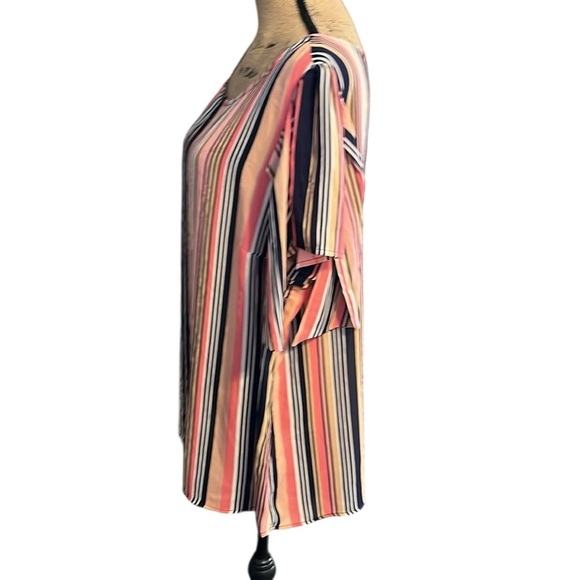 Fox & Ali Striped Pink and Navy Women's blouse with extra ties on sleeves - Picture 5 of 7